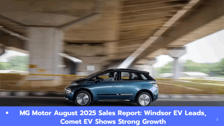 MG Motor August 2025 Sales Report: Windsor EV Leads, Comet EV Shows Strong Growth