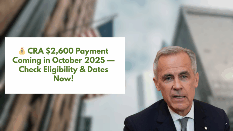 Canada CRA $2,600 Payment Coming This October: Full Details on Eligibility, Dates, and How to Get It Fast