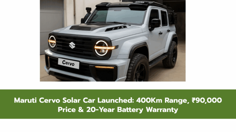 Maruti Cervo Solar Car: India’s Cheapest Solar Car With 400Km Range & 20-Year Battery