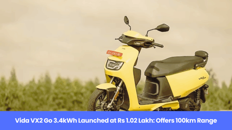 Vida VX2 Go 3.4kWh Launched at Rs 1.02 Lakh: Offers 100km Range