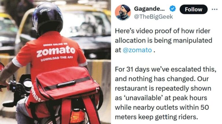 Zomato Founder Responds After Delhi Restaurant Owner Accuses Company Of Blocking Orders In Peak Hours