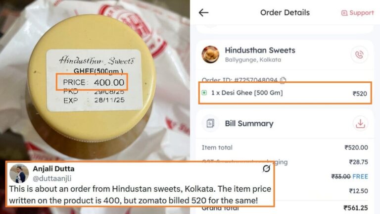 Zomato Responds After Customer Exposes It For Charging More Than Printed Price