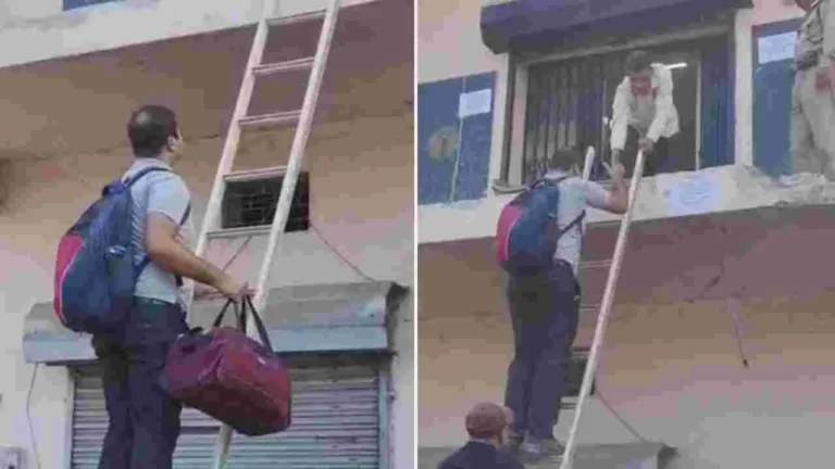 SBI Stairs Disappear After Demolition Drive: Customers Use Ladder To Withdraw Cash