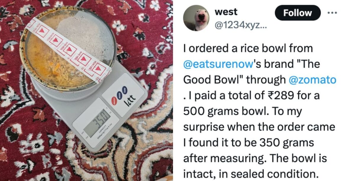 Zomato Responds After Customer Exposes 350g Meal Delivered Instead of 500g — Internet Reacts!