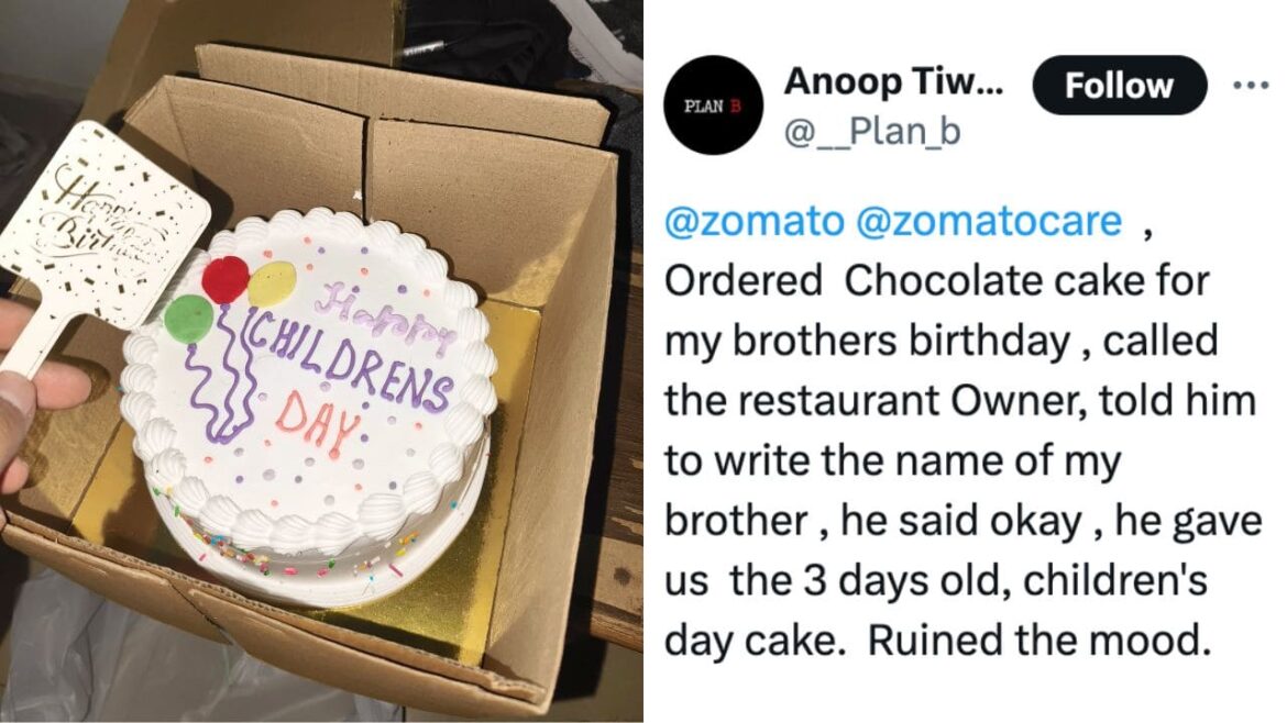 Zomato Responds After Customer Claims He Received Children’s Day Cake Instead Of Birthday Cake