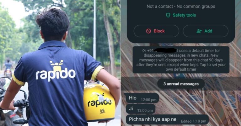 A Delhi Woman Claims Rapido Driver Harassed Her With Calls and Messages