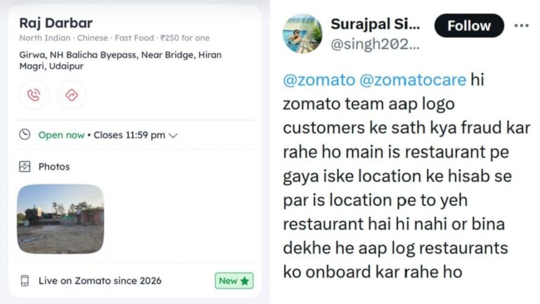 Zomato Responds After Customer Complains About Fake Restaurant Listing On App